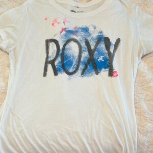 Roxy Kids White Tee with Blue and Pink Graphic